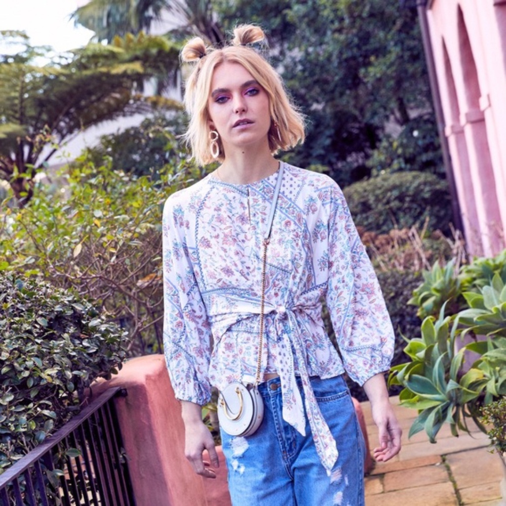 JAASE Blake Print Gabriella Tie Front Top